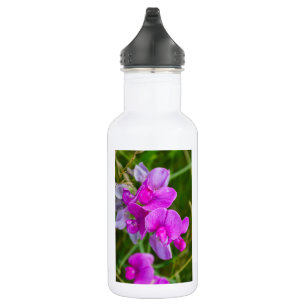 Lila Orchideen Wasserflasche aus Edelstahl