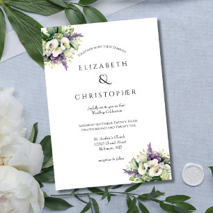 Lila Orchideen Weiße Calla-Lilien Florale Hochzeit Einladung