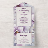 Lila Orchideenhochzeit All In One Einladung (Innen Boden)