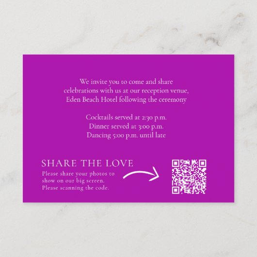 Lila Orchideenhochzeit Begleitkarte (Rückseite)