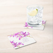 Lila Orchideenhochzeit Blume Aquarell Rechteckiger Pappuntersetzer (Vor Ort)
