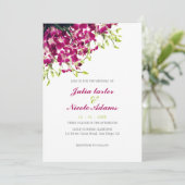 Lila Orchideenhochzeit Botanisches Foto Einladung (Stehend Vorderseite)