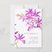 Lila Orchideenhochzeit RSVP QR-Code Karte (Rückseite)