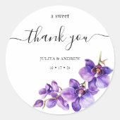 Lila Orchideenhochzeit Runder Aufkleber (Vorderseite)