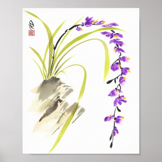 Lila Orchideenkaskade Poster (Vorne)