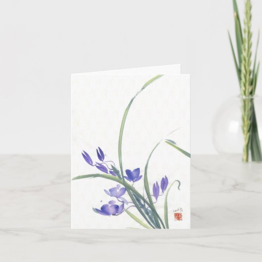 Lila OrchideeWatercolorkarte Karte (Vorderseite)