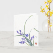 Lila OrchideeWatercolorkarte Karte (Gelbe Blume)