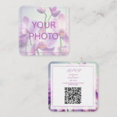 Lila Orchids Blumenhochzeit QR-Code Begleitkarte (Vorne/Hinten)