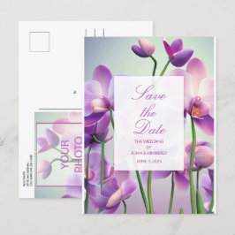 Lila Orchids Blumenzehen Rett Datum Postkarte