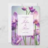 Lila Orchids Hochzeitseinladungen Einladung (Vorderseite)