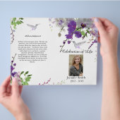 Lila Orchids Hummingbird Beerdigung Programm Flyer (Hand)