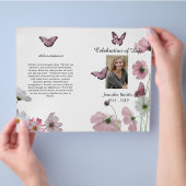 Lila Orchids Hummingbird Beerdigung Programm Flyer (Hand)