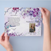 Lila Orchids Hummingbird Beerdigung Programm Flyer (Hand)