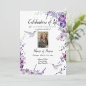 Lila Orchids Hummingbird Einladung (Stehend Vorderseite)