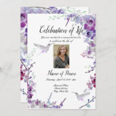 Lila Orchids Hummingbird Einladung (Vorne/Hinten)