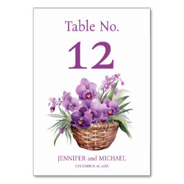 Lila Orchids Wasserfarbe Hochzeit Tischnummer