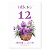 Lila Orchids Wasserfarbe Hochzeit Tischnummer (Vorderseite)