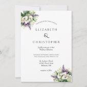 Lila Orchids White Calla Lilies Floral Wedding Einladung (Vorderseite)