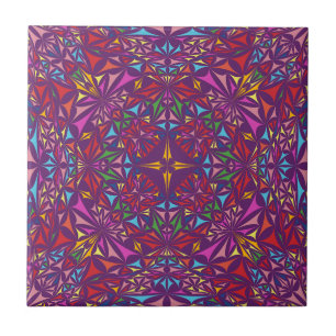 Lila Ornamentales Kaleidoskop-Muster Fliese