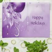 Lila Ornamente Weihnachten Urlaub Küche Handtuch (Gefaltet)