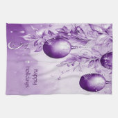 Lila Ornamente Weihnachten Urlaub Küche Handtuch (Horizontal)