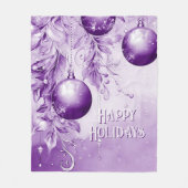 Lila Ornamente Weihnachtsfeiertag Fleece Blanket (Vorderseite)