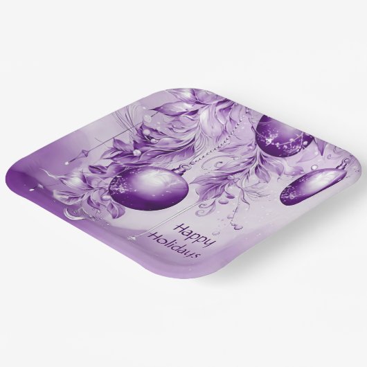 Lila Ornamente Weihnachtsfeiertage Tafel Pappteller (Gewinkelt)