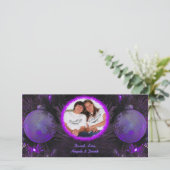 Lila Ornamente Weihnachtsfotokarte Feiertagskarte (Stehend Vorderseite)