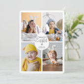 Lila Ostereier 4 Fotos Kollage Feiertagskarte (Stehend Vorderseite)