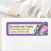 Lila Ostereier Blue Blume Osteradresse Etikett (Insitu)