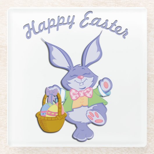 Lila Osterhase Glasuntersetzer (Vorderseite)