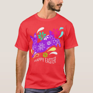 Lila Osterhase mit Blume zu Ostern T-Shirt