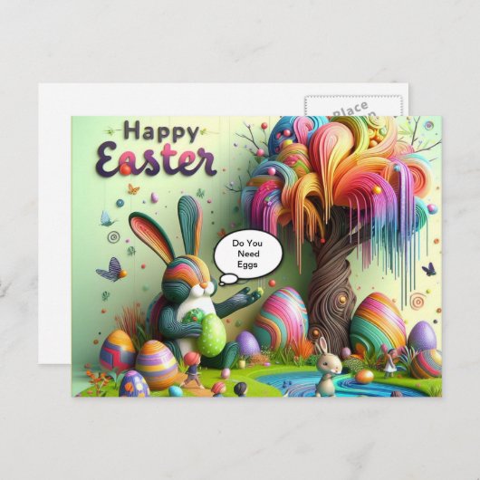 Lila OsterHippo Feiertagspostkarte (Vorne/Hinten)