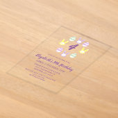 Lila Ostern 4. Geburtstag Acryleinladungen (Ablage )