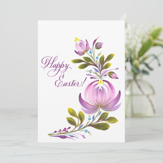 Lila Ostersegnung Feiertagskarte (Stehend Vorderseite)