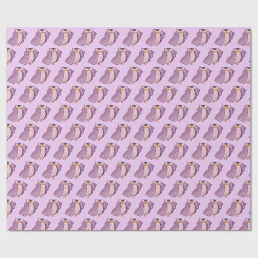 Lila Owl Abschluss Geschenkwrake Geschenkpapier (Flach)