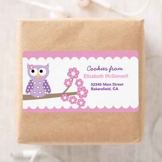 Lila Owl Custom Baking Labels oder Aufkleber (Insitu)