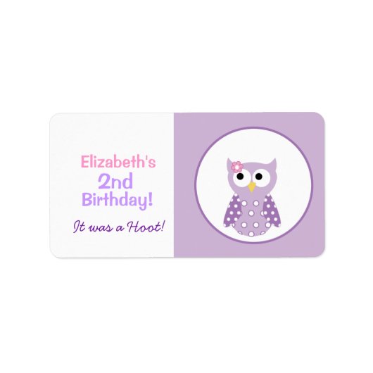 Lila Owl Custom Baking Labels oder Aufkleber Adressaufkleber (Vorne)