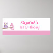 Lila Owl Custom Birthday Banner Poster drucken (Vorne)