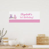 Lila Owl Custom Birthday Banner Poster drucken (Küche)