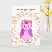 Lila Owl Fall Geburtstag GodTochter Karte (Gelbe Blume)