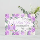 Lila Owl Floral Dankeschön Karte (Stehend Vorderseite)