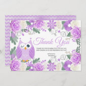 Lila Owl Floral Dankeschön Karte (Vorne/Hinten)
