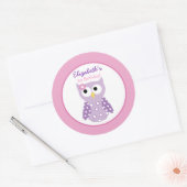 Lila Owl Girl Round Custom Gevor Sticker (Umschlag)