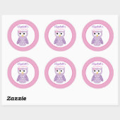 Lila Owl Girl Round Custom Gevor Sticker (Blatt)