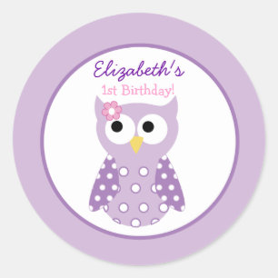 Lila Owl Girl Round Custom Gevor Sticker