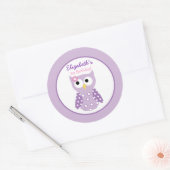 Lila Owl Girl Round Custom Gevor Sticker (Umschlag)