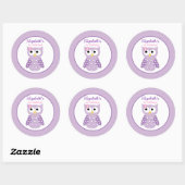 Lila Owl Girl Round Custom Gevor Sticker (Blatt)