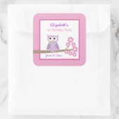 Lila Owl Girl Square Gefallen Sticker (6 große) (Tasche)