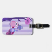 Lila Owls Gepäckanhänger (Vorderseite horizontal)